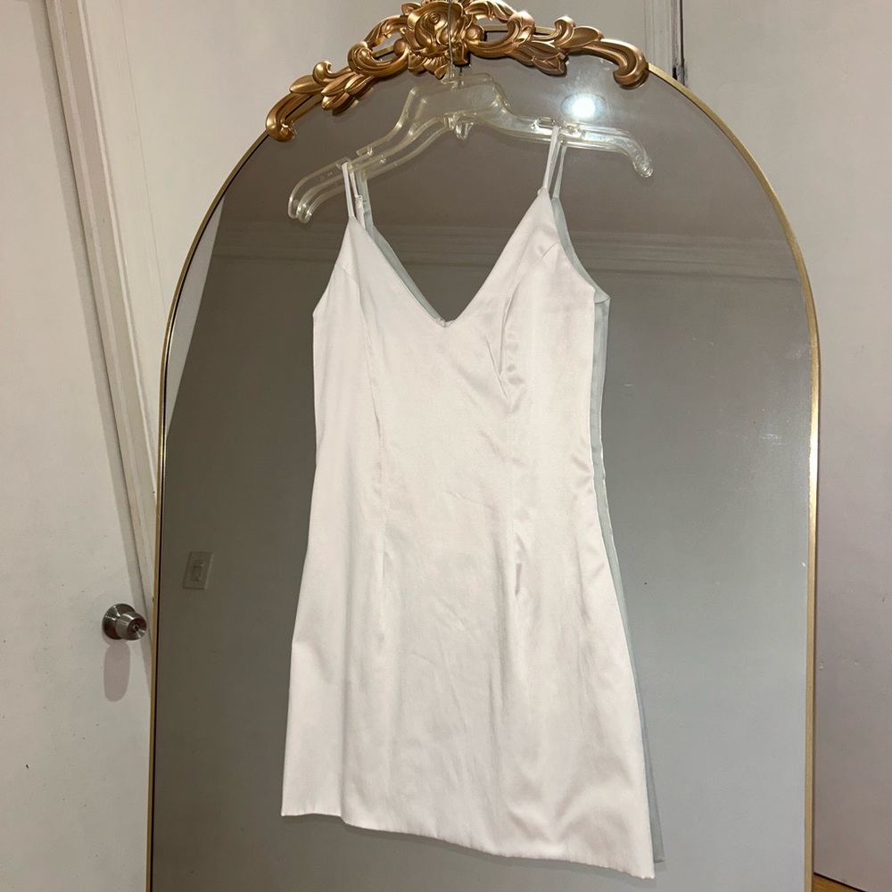 Fashion Nova White Satin Mini Slip Dress